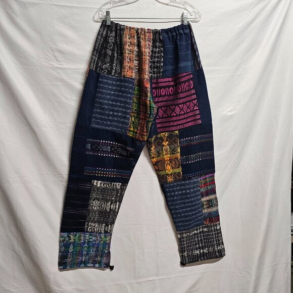 Guatemalan Boho Multicolor Multipattern Unisex Artsy Pants Woven Embroidery Uniq - Picture 6 of 15